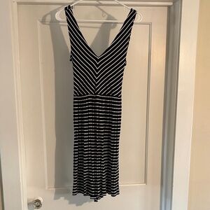 LOFT Black and White Chevron Maxi Dress
